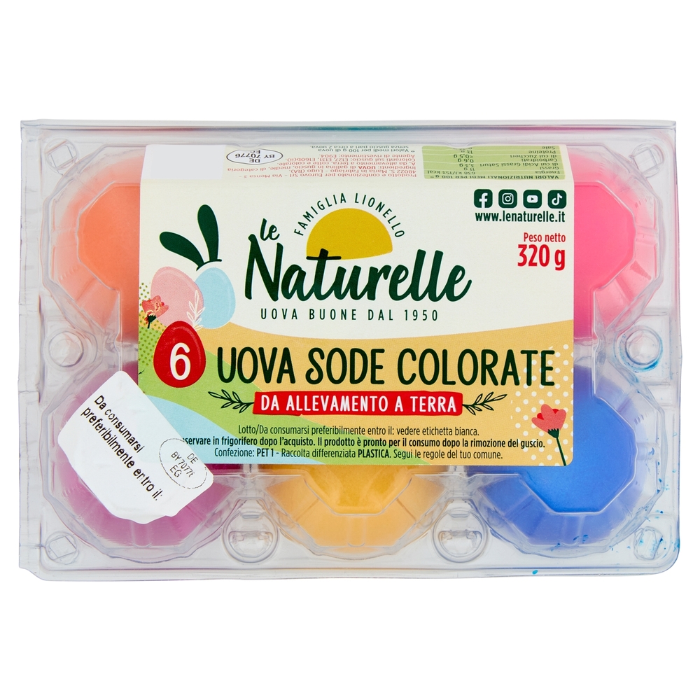 le Naturelle 6 Uova Sode Colorate da Allevamento a Terra 320 g